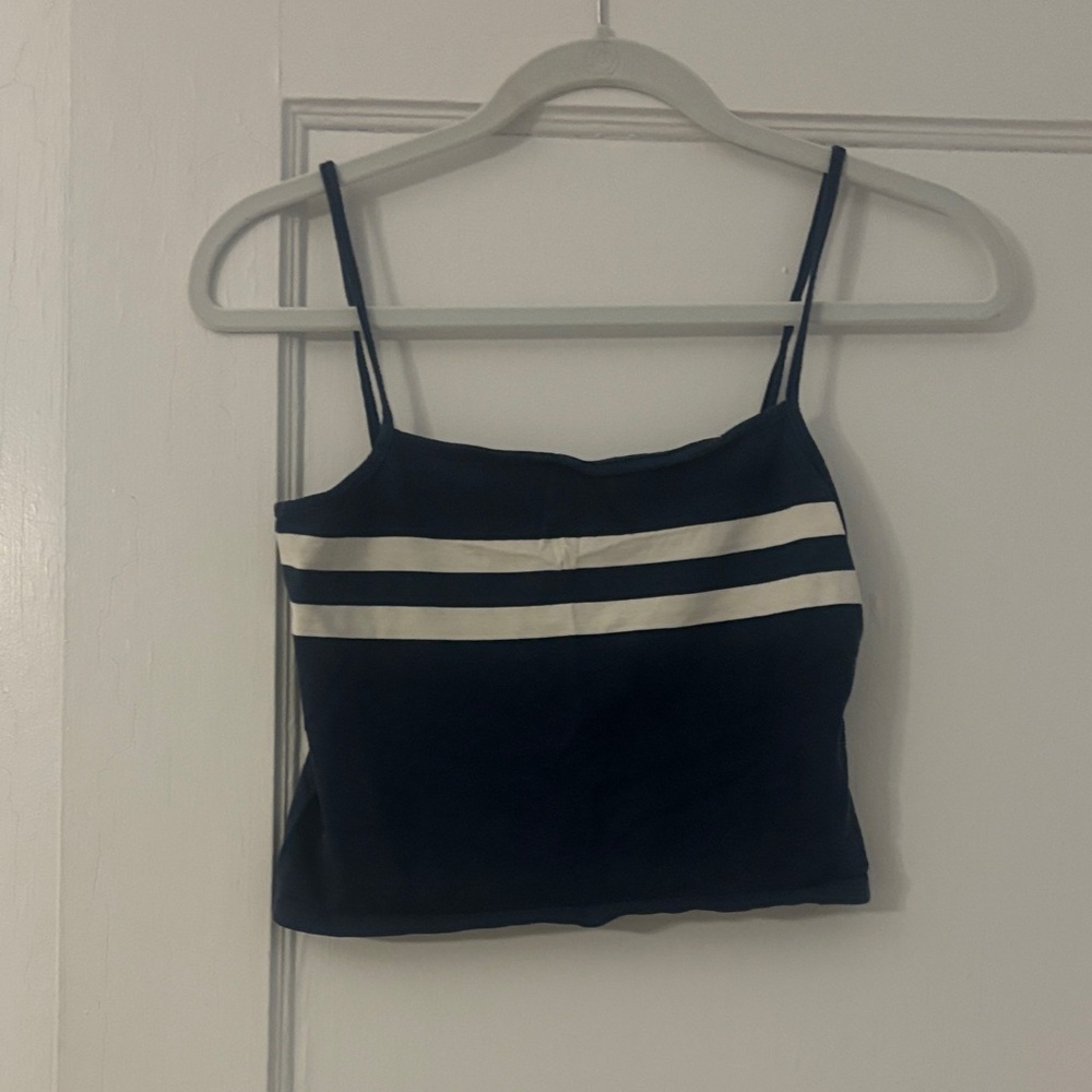 Brandy Melville Navy and White Striped Camisole